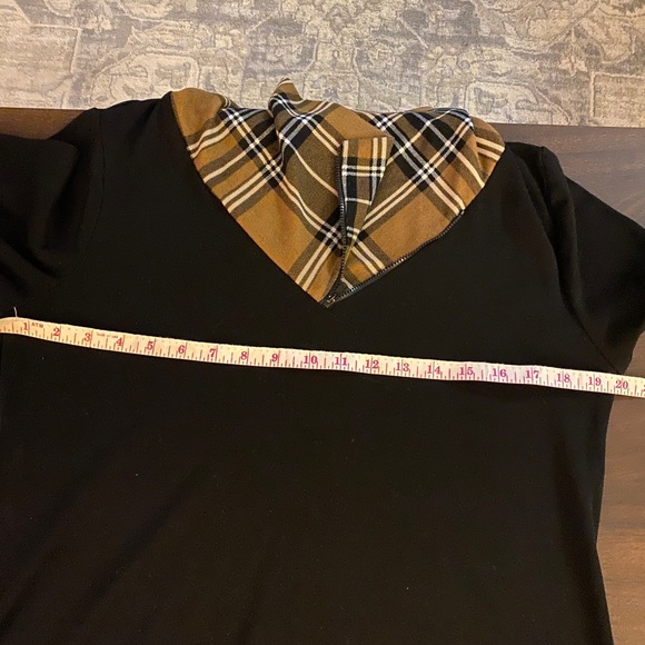 Youtalia black dress / tunic with brown plaid collar and trim Size L - Picture 7 of 7